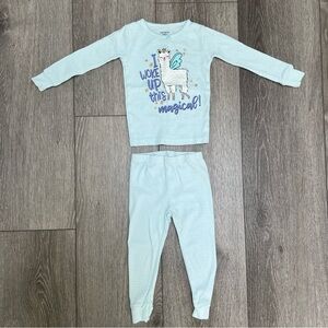CARTERS 2PC SNUG FIT LONG SLEEVE AND PANTS PAJAMAS LLAMA MINT 24MO